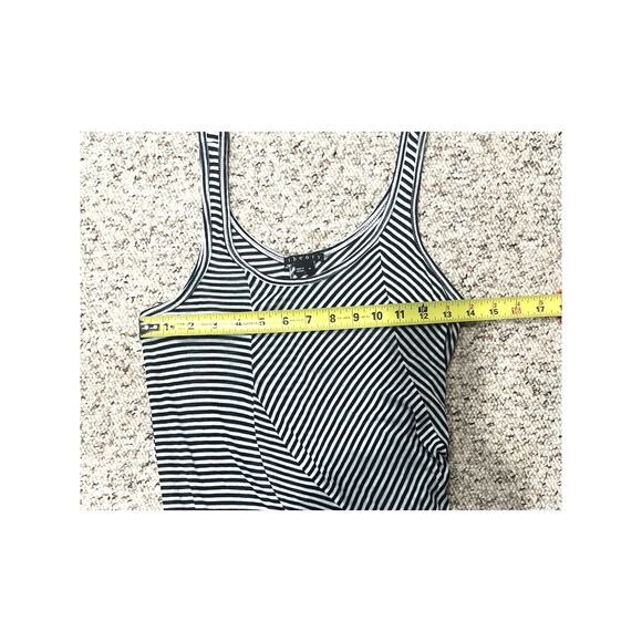 Theory Black and White Striped Asymmetrical Tank Top 100% Tencel Size P - Picture 6 of 7